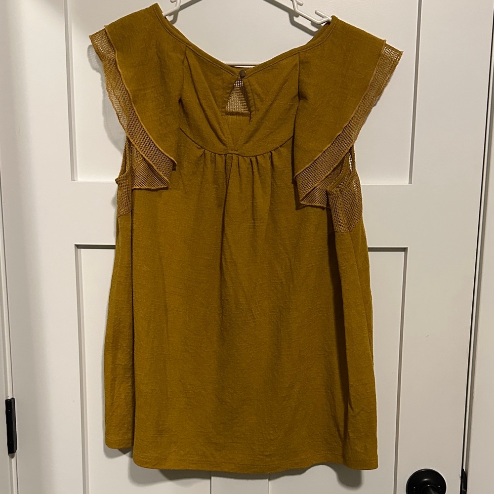 Doe & Rae Mustard Ruffle Sleeve Blouse - Picture 4 of 5